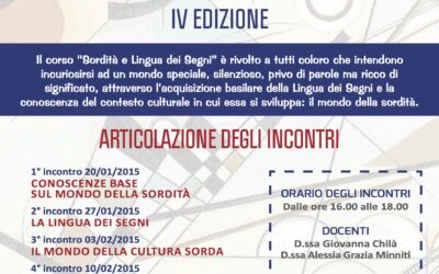 Corso “SORDITA’ E LINGUA DEI SEGNI – IV EDIZIONE”